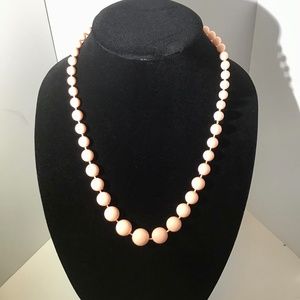 Vintage Peach Color Graduated Bead Necklace - Hong Kong